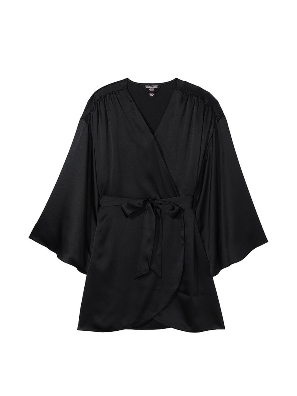 Victoria Secret Black Satin Short Women Robe